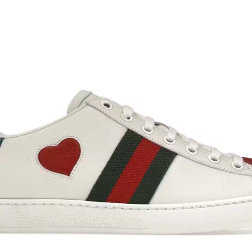 Gucci White and Red Heart Sneakers